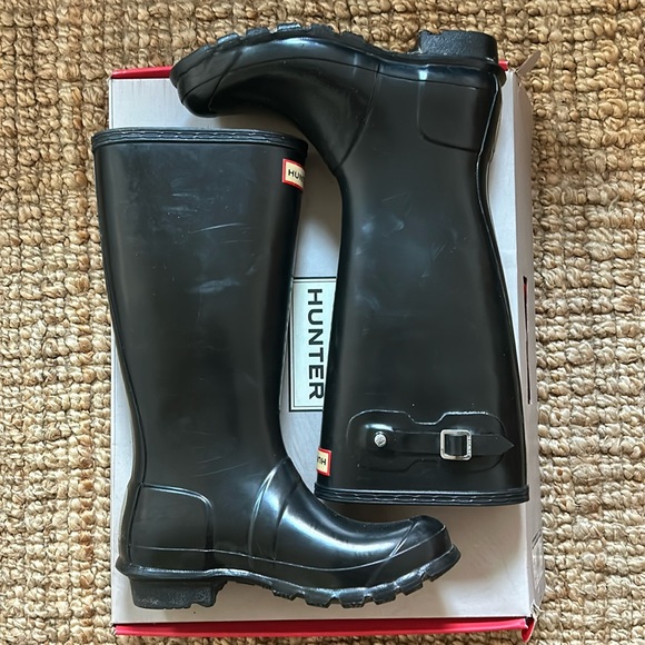 Hunter black original kids gloss rubber rain boots us size boys